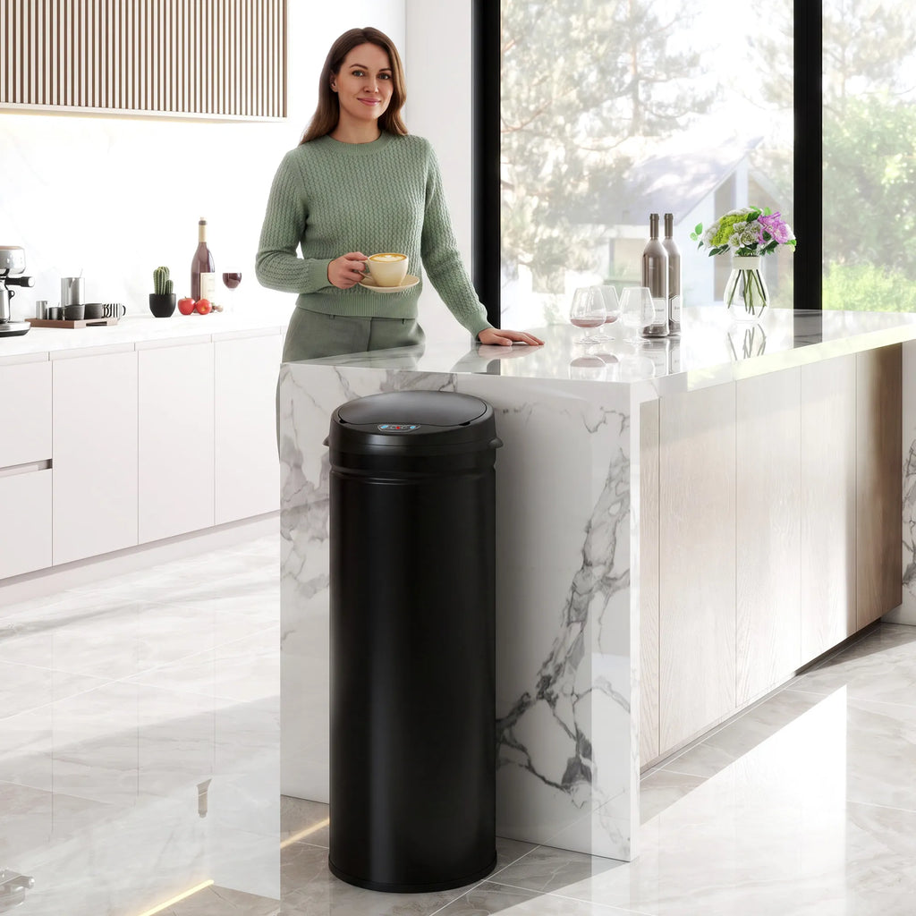 Sensorinė šiukšliadėžė su dangčiu, 50 l, juoda