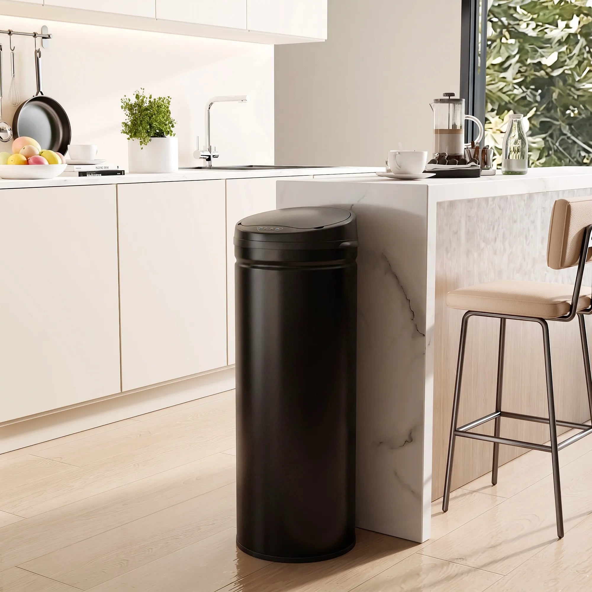 Sensorinė šiukšliadėžė su dangčiu, 50 l, juoda