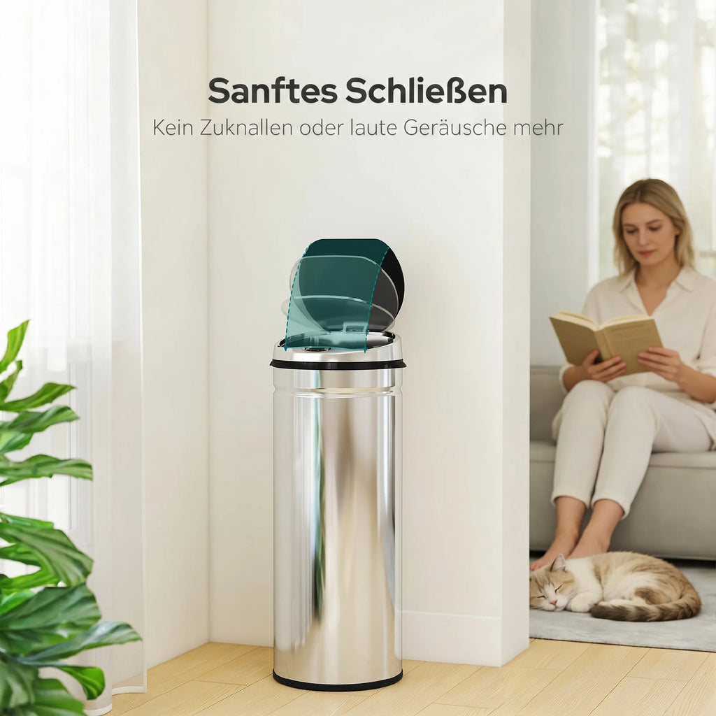 Sensorinė šiukšliadėžė su dangčiu, 50 l, sidabrinė