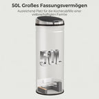 Sensorinė šiukšliadėžė su dangčiu, 50 l, sidabrinė