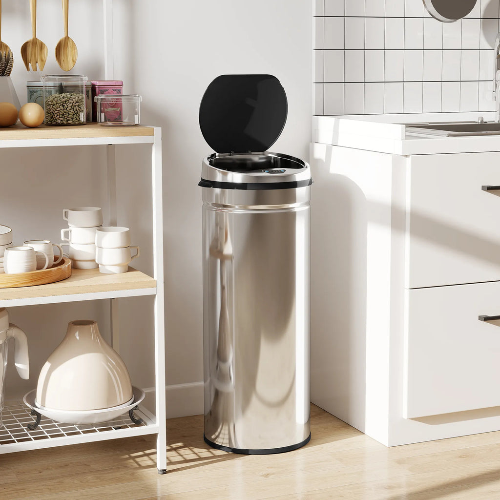 Sensorinė šiukšliadėžė su dangčiu, 50 l, sidabrinė