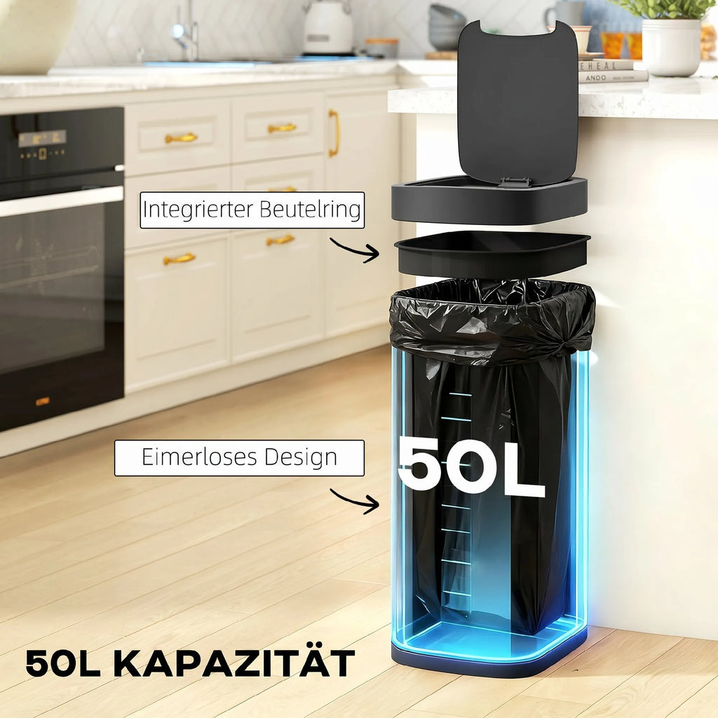 Sensorinė šiukšliadėžė su judesio jutikliu, 50 l, juoda