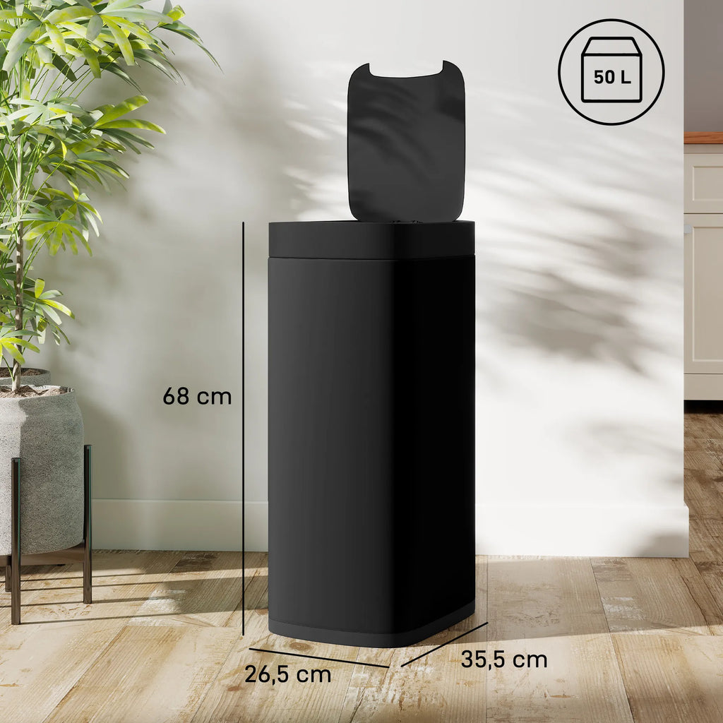 Sensorinė šiukšliadėžė su judesio jutikliu, 50 l, juoda