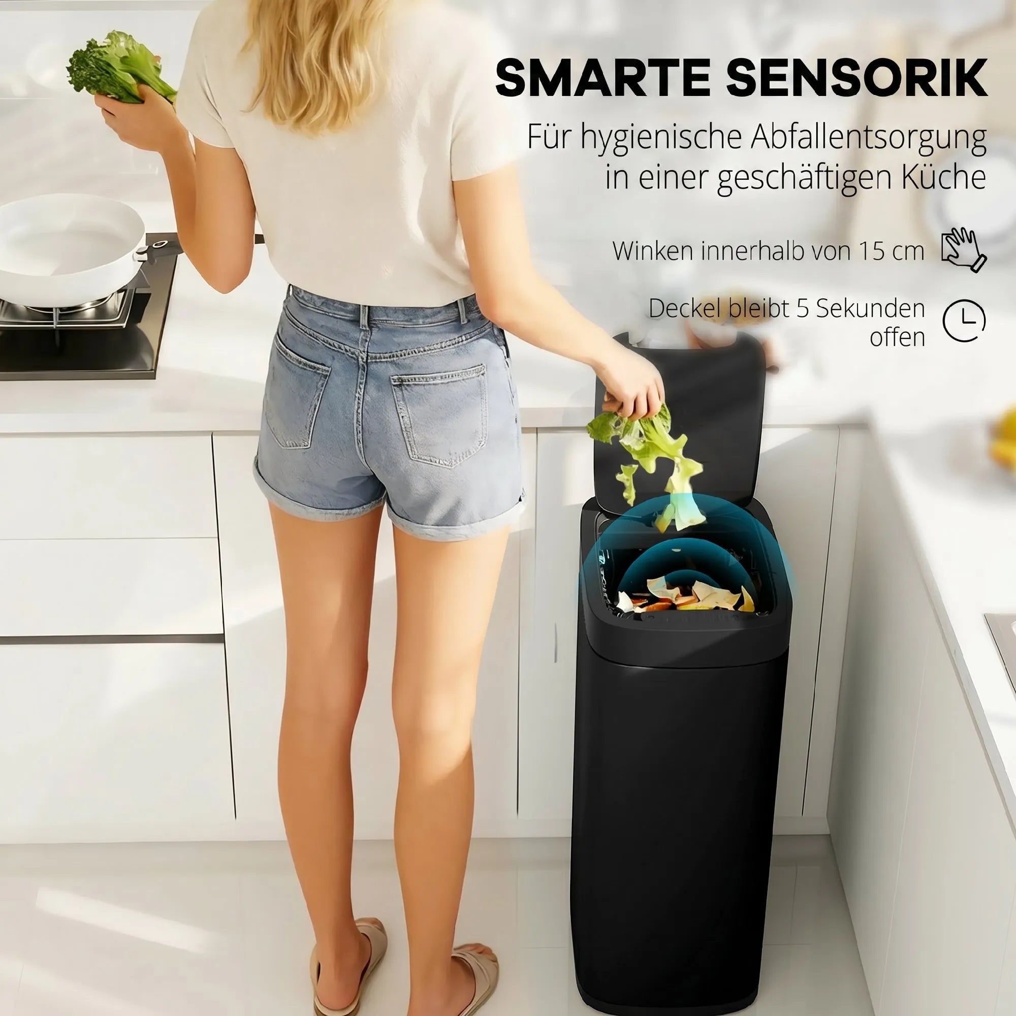 Sensorinė šiukšliadėžė su judesio jutikliu, 50 l, juoda