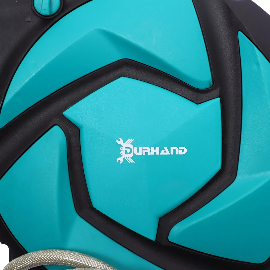 Žarnos ritė su sodo žarna 10 m Vandens žarnos ritė su automatiniu susukimu Sieninė žarnos dėžė, pasukama 180°, su daugiafunkciniu dušu Apsauga nuo užšalimo -5–45 °C Žalia + juoda