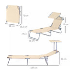Gulto matmenų schema: išskleisto ilgis 187 cm, stogelio aukštis 77 cm, sulankstyto dydis 58x71x10,5 cm