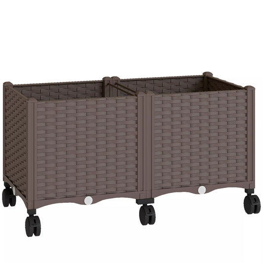 Plastikinė aukšta lysvė, savaiminio laistymo vazonas su drenažo skylėmis ir kamščiais