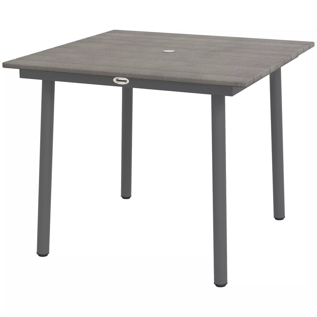 Sodo stalas Lauko valgomojo stalas Poilsio stalas, atsparus atmosferos poveikiui, modernus dizainas, 90 x 90 x 75 cm, tamsiai pilkos spalvos