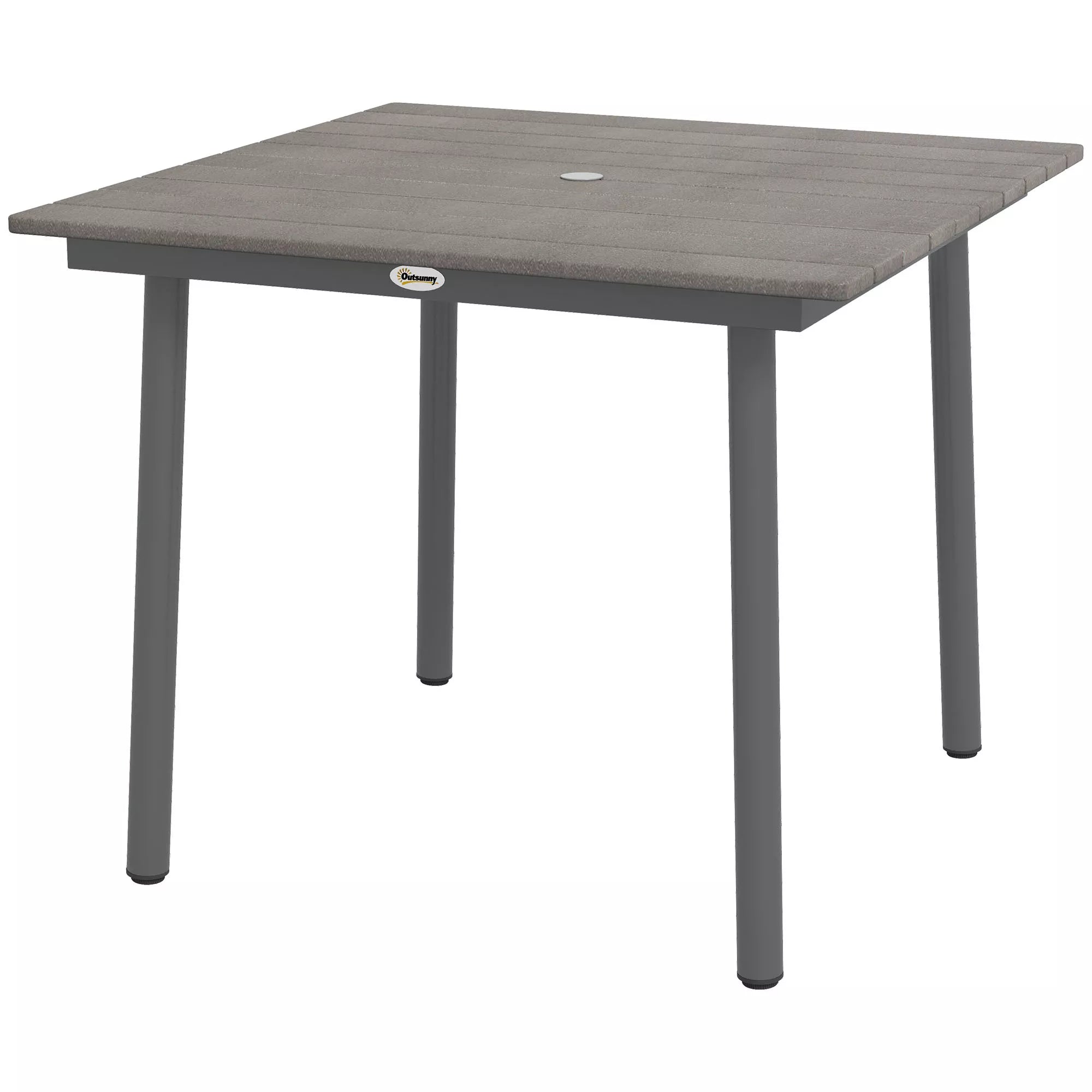 Sodo stalas Lauko valgomojo stalas Poilsio stalas, atsparus atmosferos poveikiui, modernus dizainas, 90 x 90 x 75 cm, tamsiai pilkos spalvos