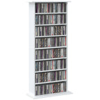 Siaura CD lentyna, 8 lygių, 8 skyrių, 6 reguliuojamos lentynos, 360 CD, balta