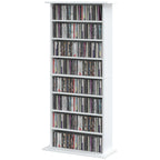 Siaura CD lentyna, 8 lygių, 8 skyrių, 6 reguliuojamos lentynos, 360 CD, balta