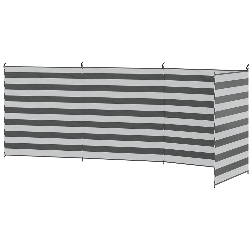 Sienelė nuo vėjo stovyklavimui su plieniniais strypais, 540x150 cm, pilka