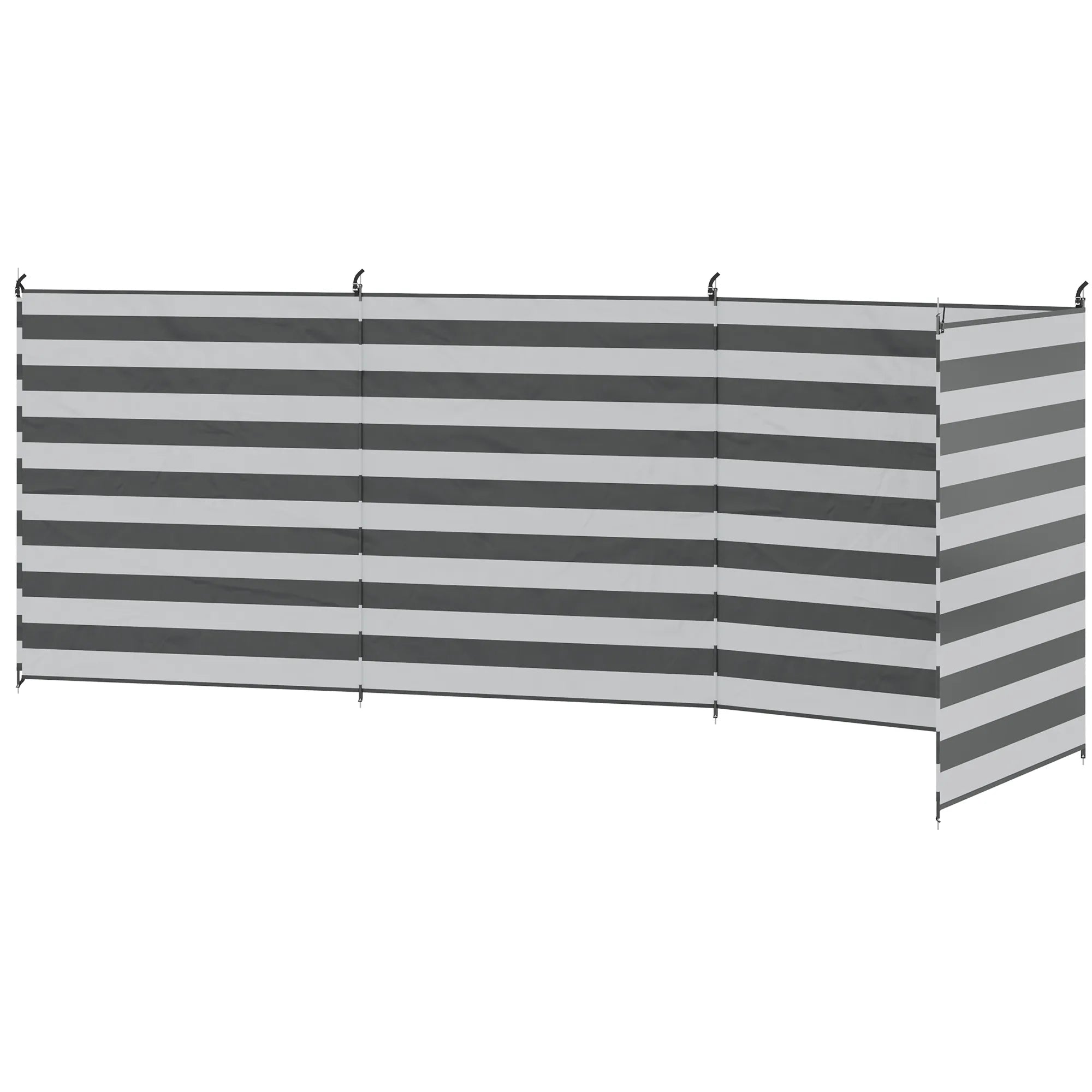 Sienelė nuo vėjo stovyklavimui su plieniniais strypais, 540x150 cm, pilka