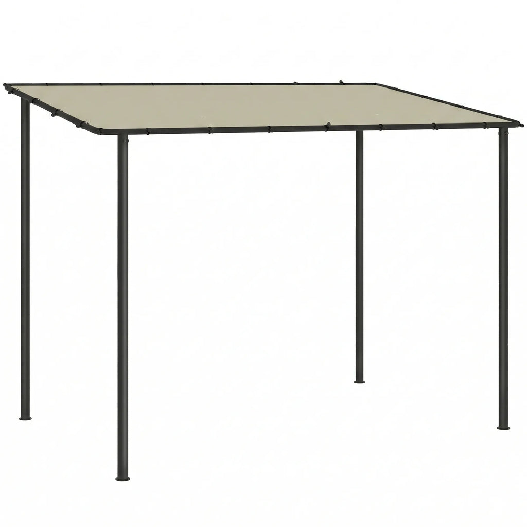 Sieninė pergola 3x1.8m metalinė su stogeliu kreminė
