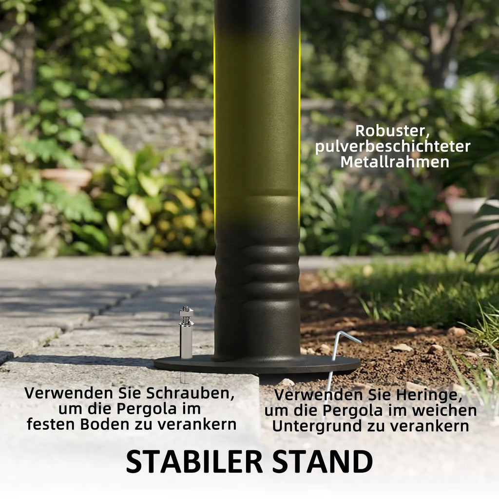 Sieninė pergola 3x1.8m metalinė su stogeliu kreminė