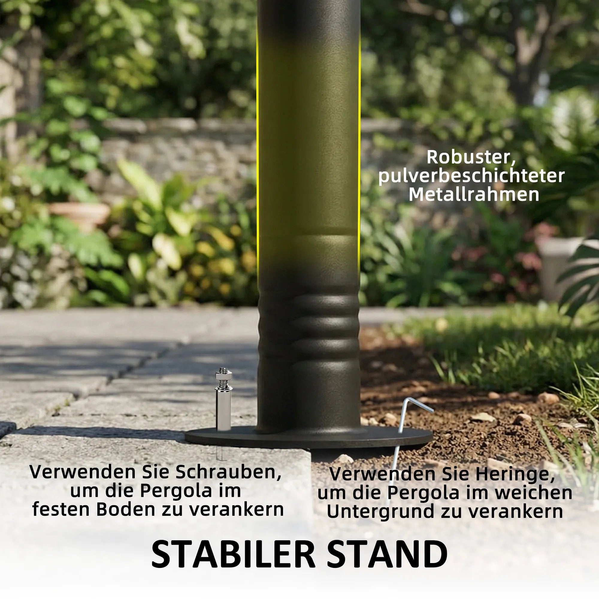 Sieninė pergola 3x1.8m metalinė su stogeliu kreminė