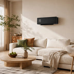 Sieninis elektrinis šildytuvas 2000W su termostatu ir laikmačiu, juodas