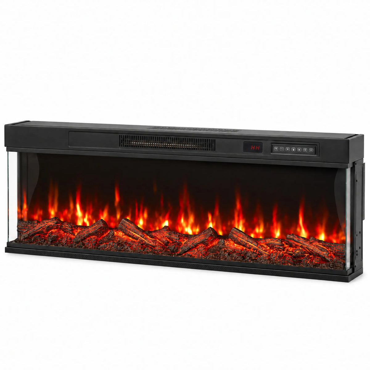 Sieninis elektrinis židinys, 127 cm, 12 liepsnos spalvų, su šildytuvu