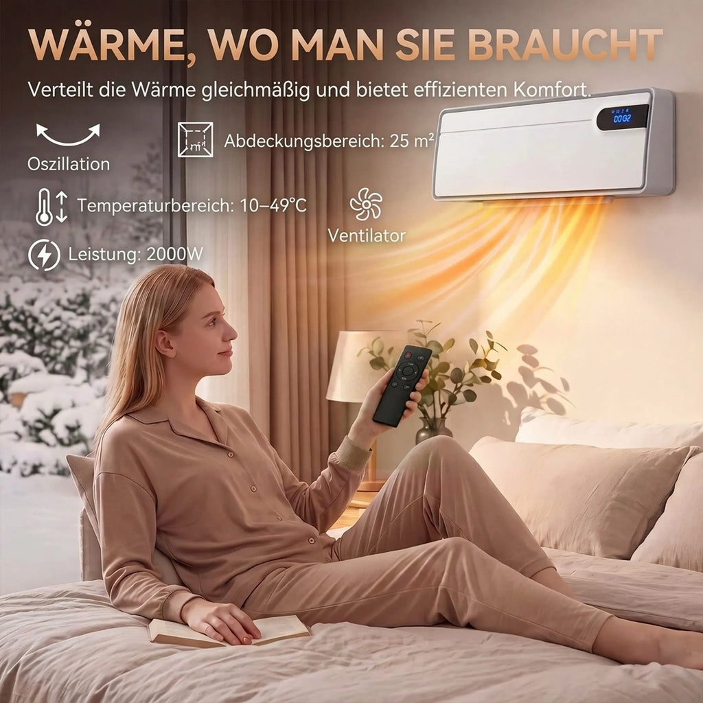 Sieninis keraminis šildytuvas-ventiliatorius, 2000 W, su „Wi-Fi“ programėle