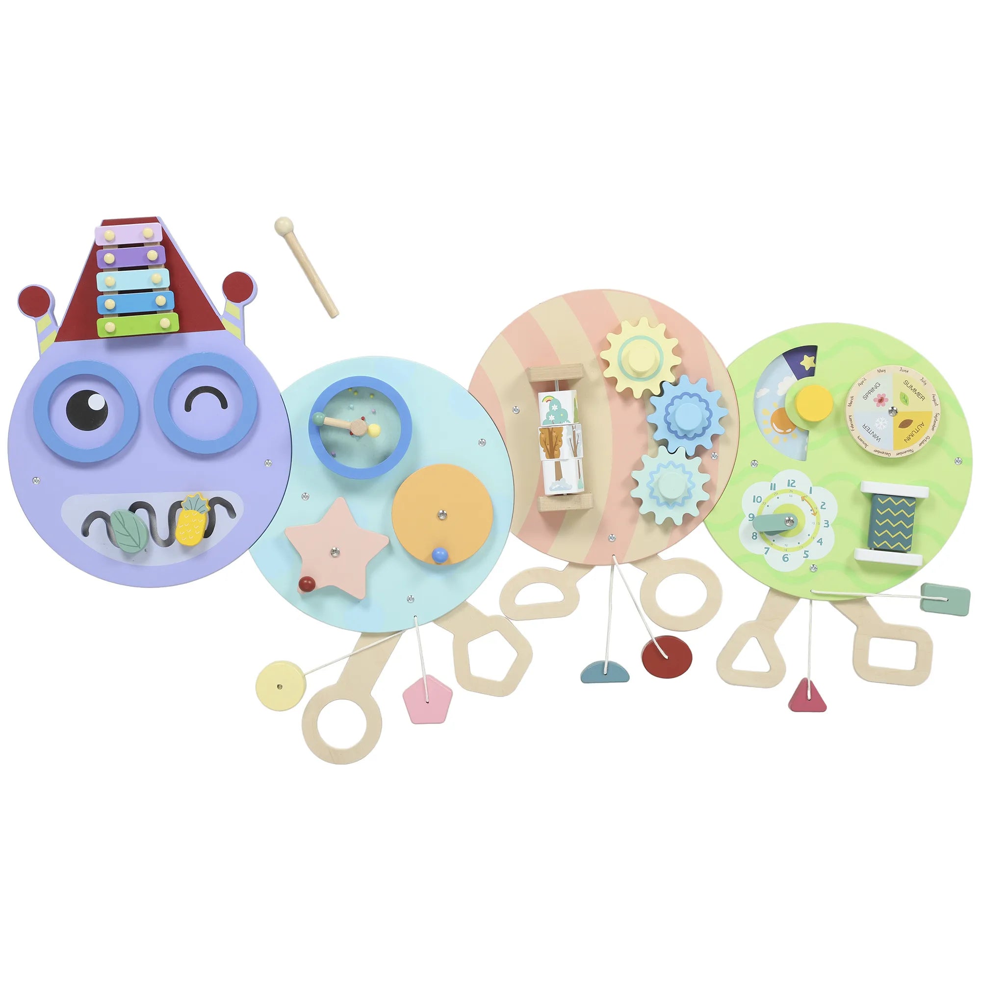 Sieninis lavinamasis žaislas 7-in-1, Montessori tipo, vaikams nuo 3 metų, spalvotas, 108 cm