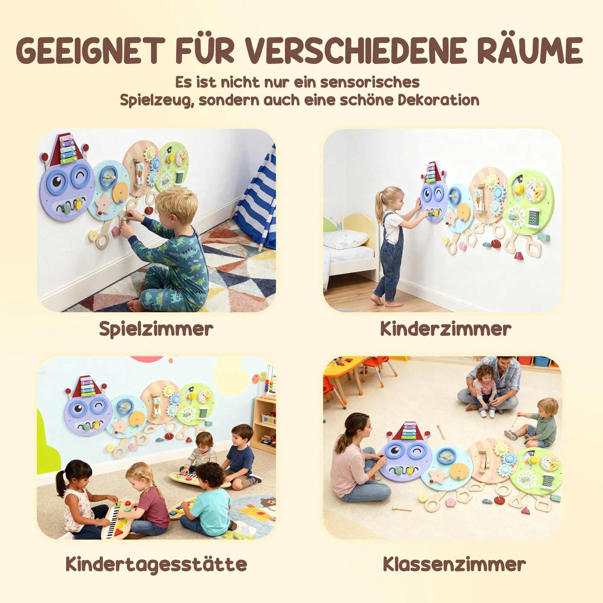 Sieninis lavinamasis žaislas 7-in-1, Montessori tipo, vaikams nuo 3 metų, spalvotas, 108 cm