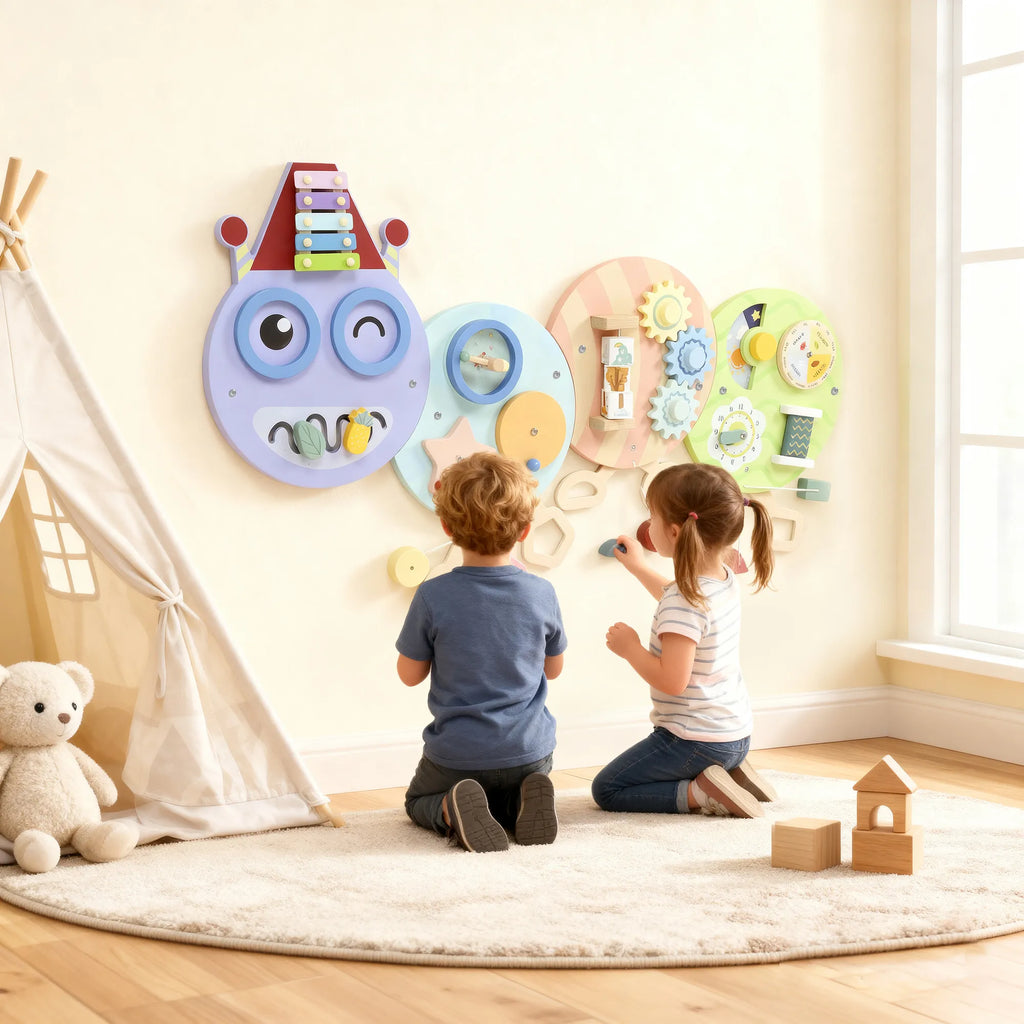 Sieninis lavinamasis žaislas 7-in-1, Montessori tipo, vaikams nuo 3 metų, spalvotas, 108 cm