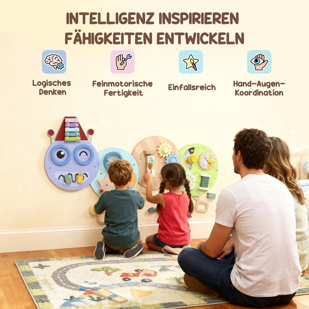Sieninis lavinamasis žaislas 7-in-1, Montessori tipo, vaikams nuo 3 metų, spalvotas, 108 cm