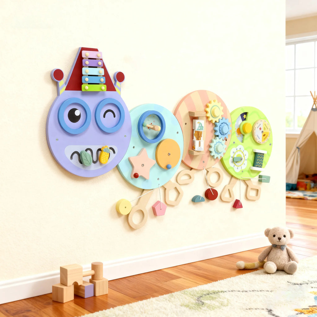Sieninis lavinamasis žaislas 7-in-1, Montessori tipo, vaikams nuo 3 metų, spalvotas, 108 cm