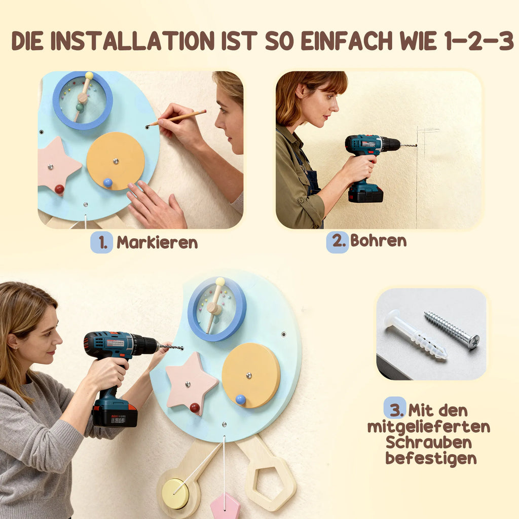 Sieninis lavinamasis žaislas 7-in-1, Montessori tipo, vaikams nuo 3 metų, spalvotas, 108 cm