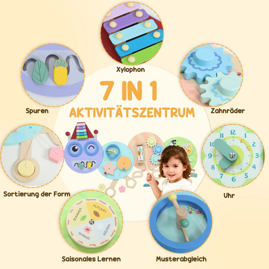 Sieninis lavinamasis žaislas 7-in-1, Montessori tipo, vaikams nuo 3 metų, spalvotas, 108 cm