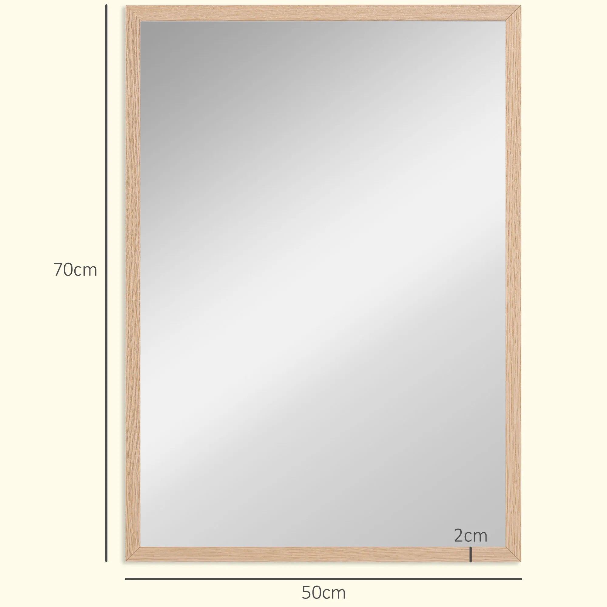 Sieninis veidrodis, 50 x 70 cm, medžio imitacijos rėmas