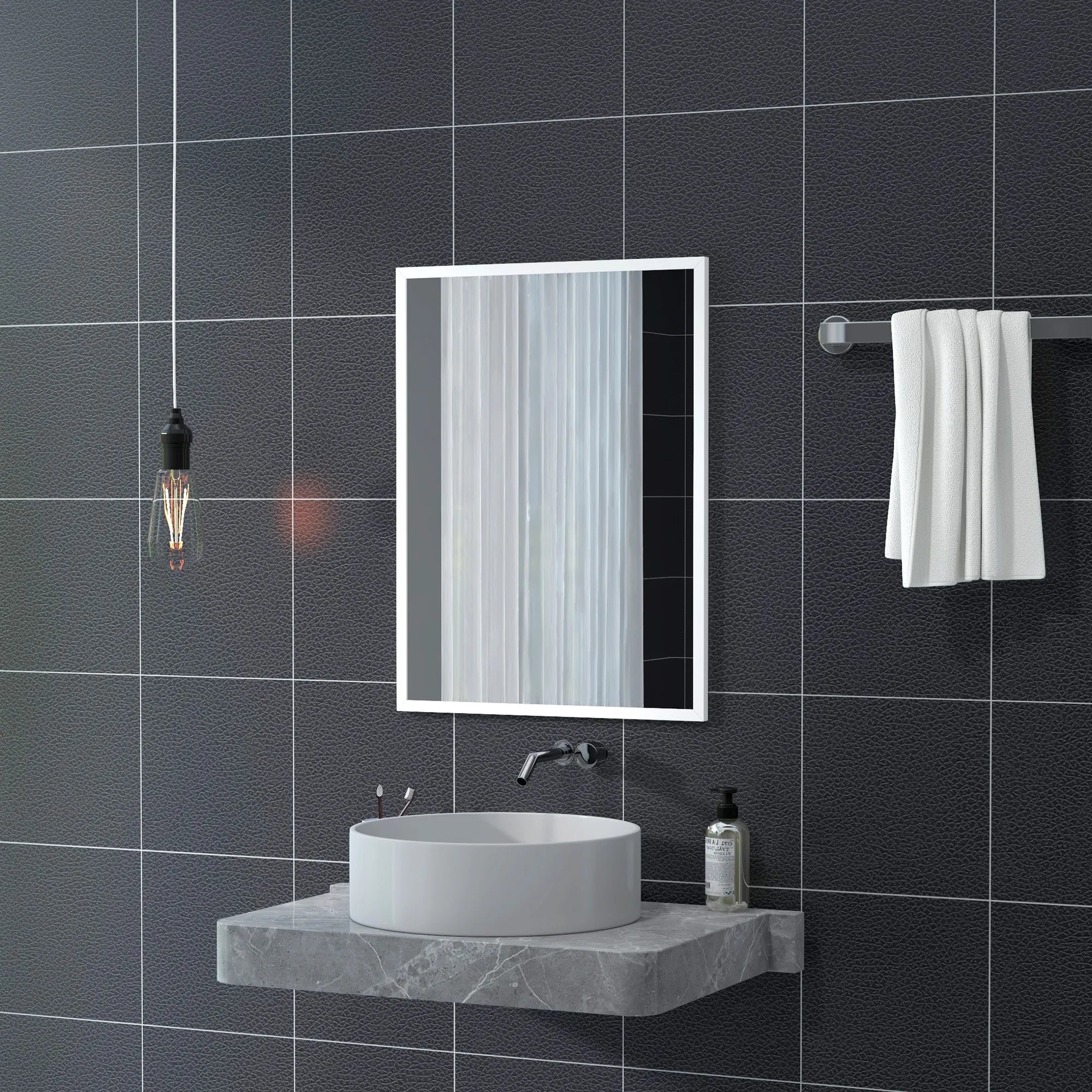 Sieninis veidrodis 60 x 80 cm, baltas