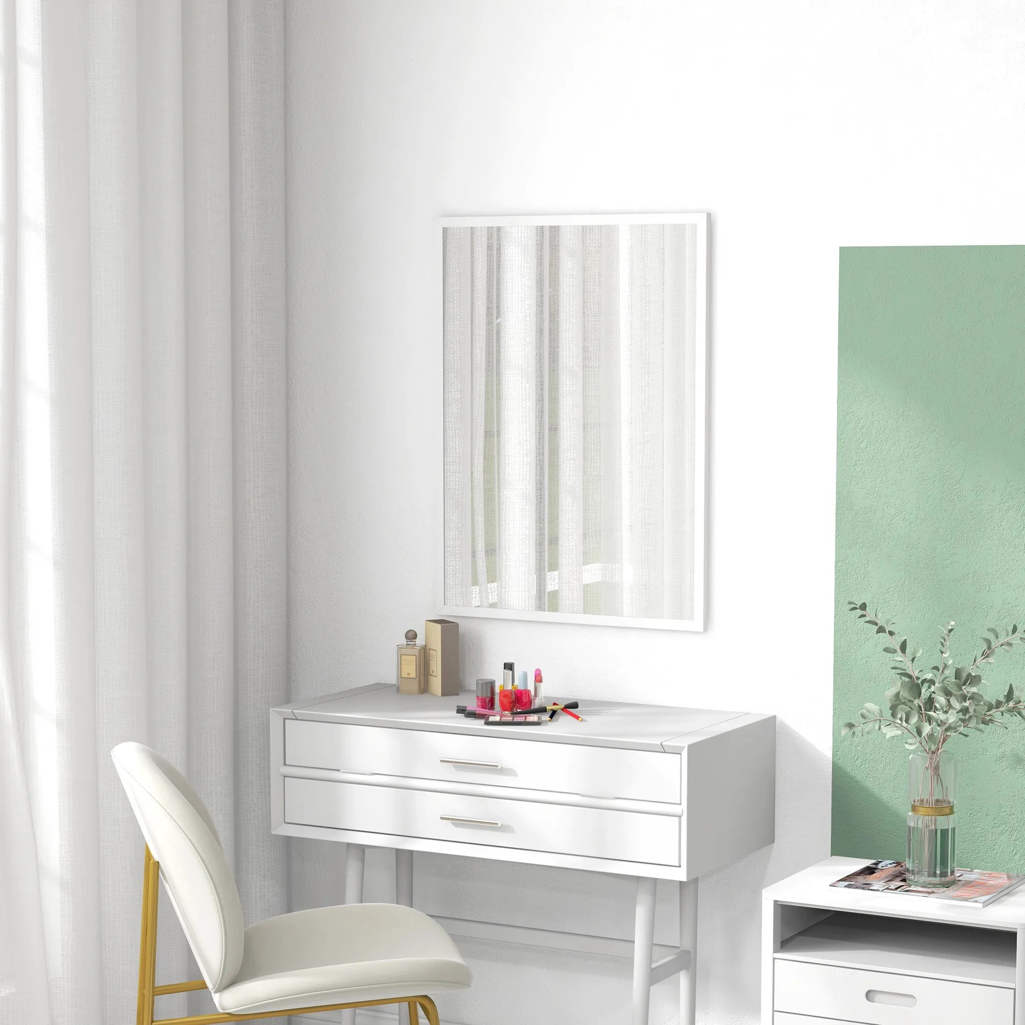 Sieninis veidrodis 60 x 80 cm, baltas