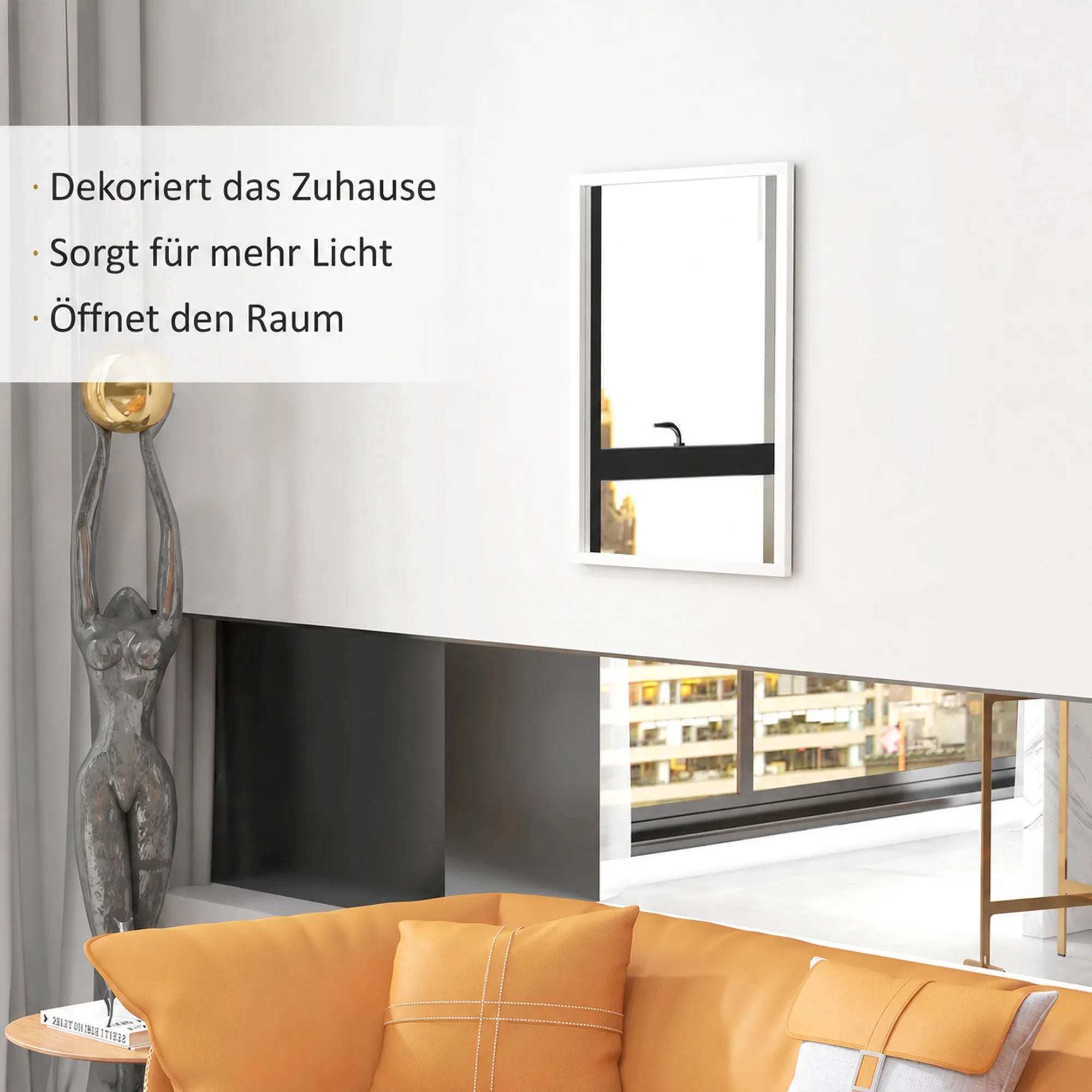 Sieninis veidrodis 60 x 80 cm, baltas