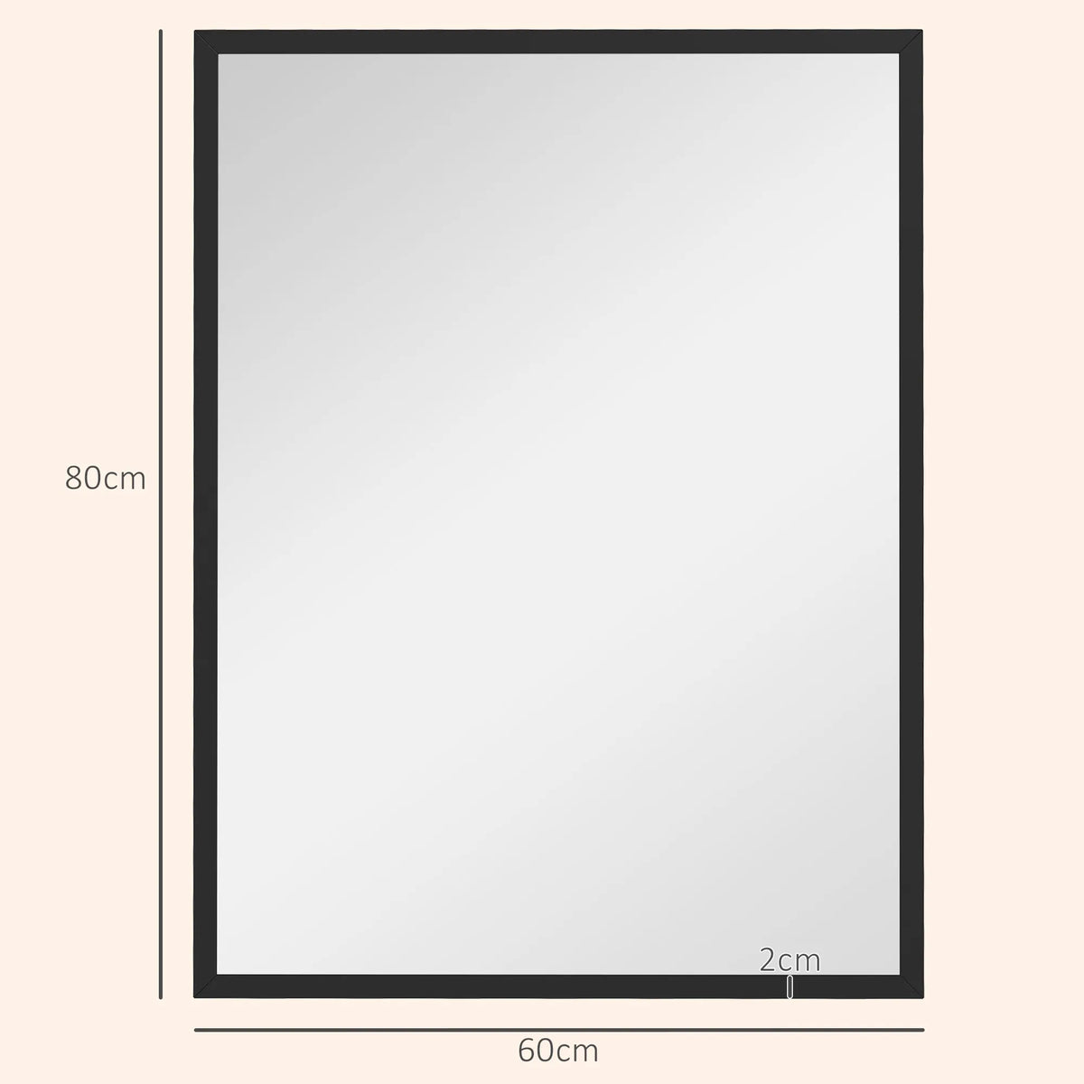 Sieninis veidrodis 60 x 80 cm, juodas