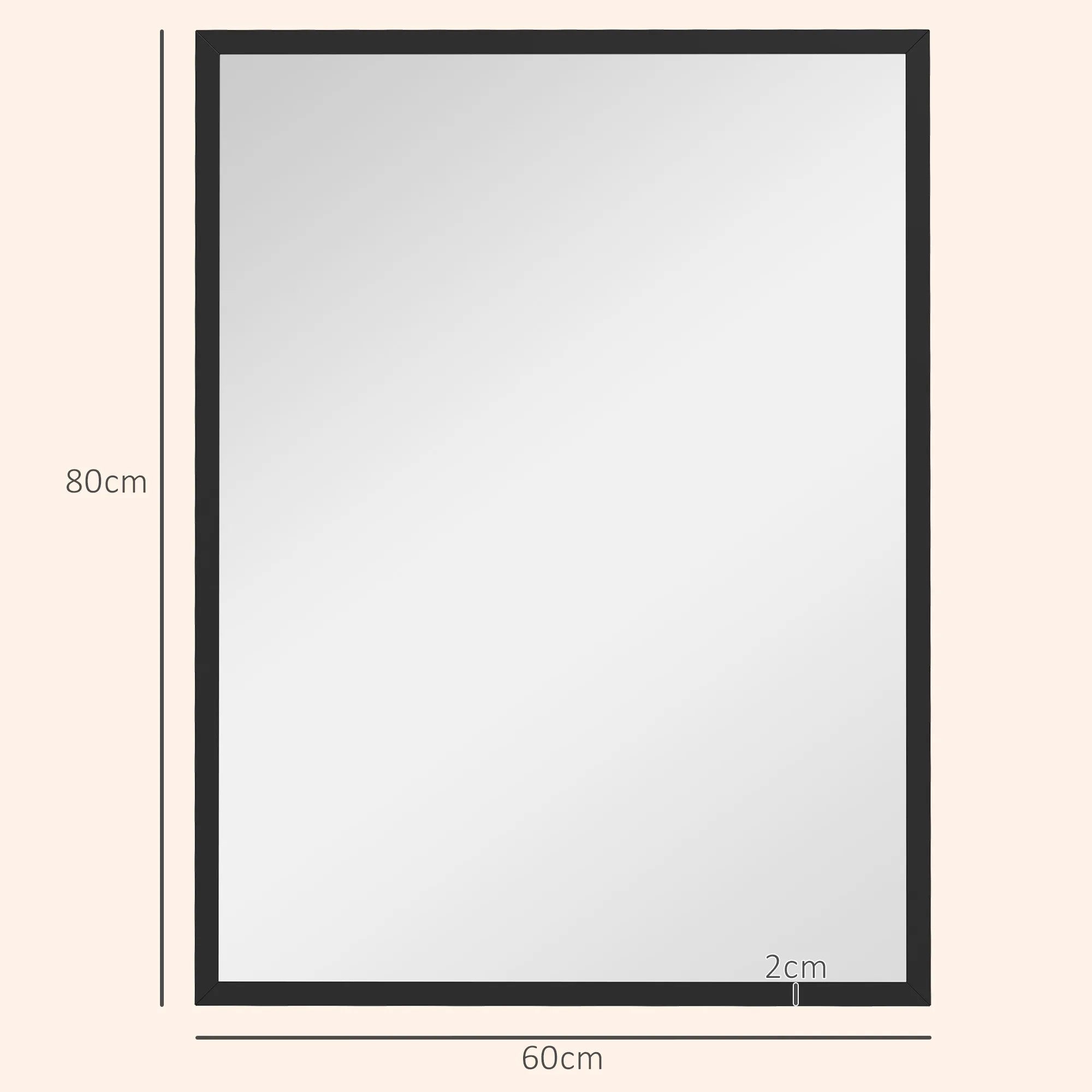 Sieninis veidrodis 60 x 80 cm, juodas