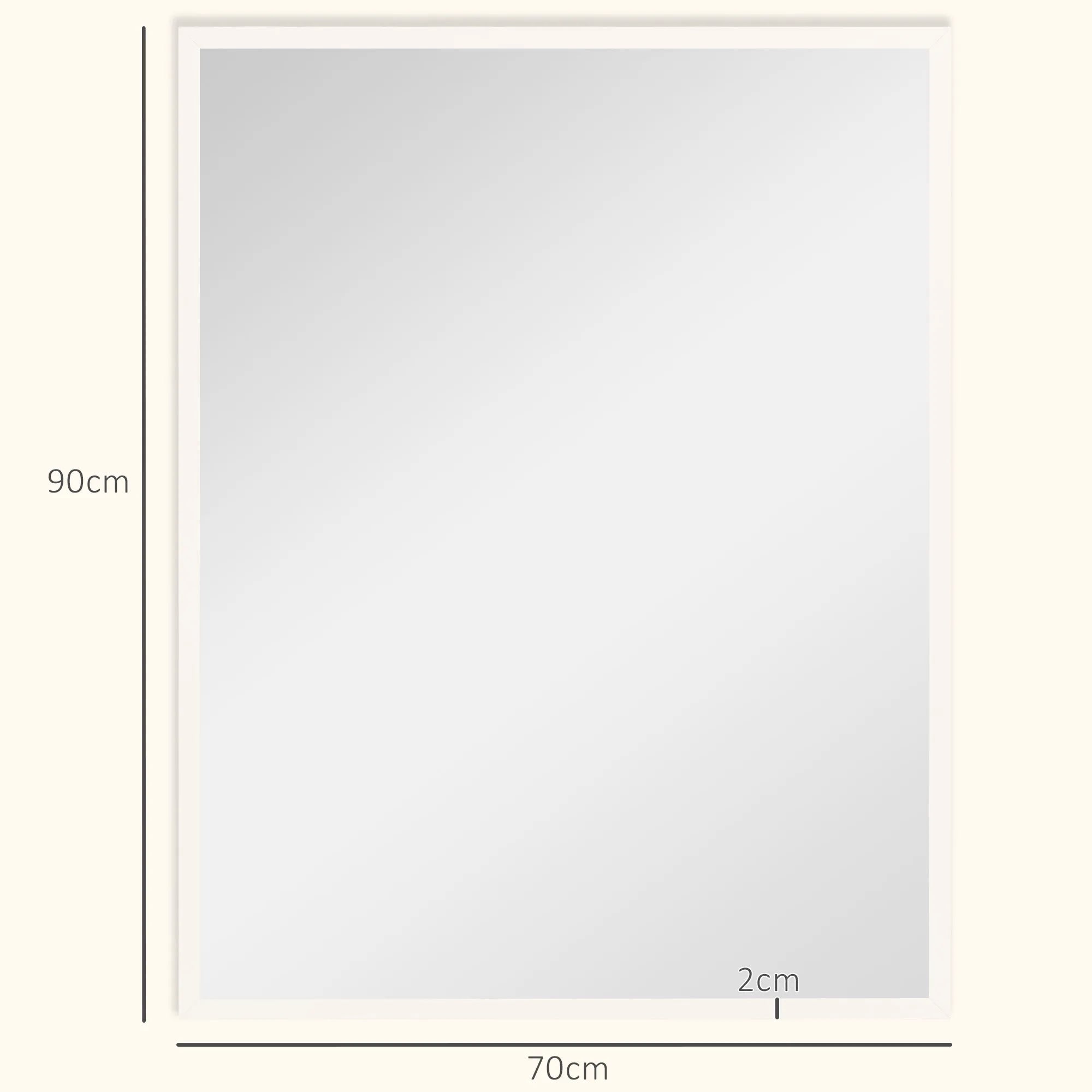 Sieninis veidrodis, 70 x 90 cm, baltas