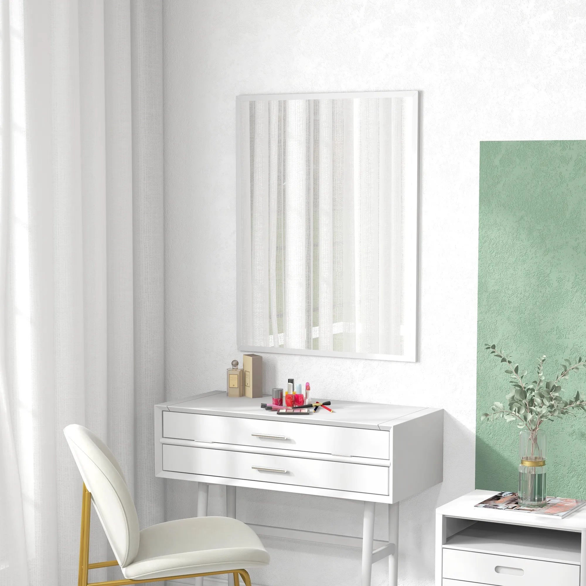 Sieninis veidrodis, 70 x 90 cm, baltas