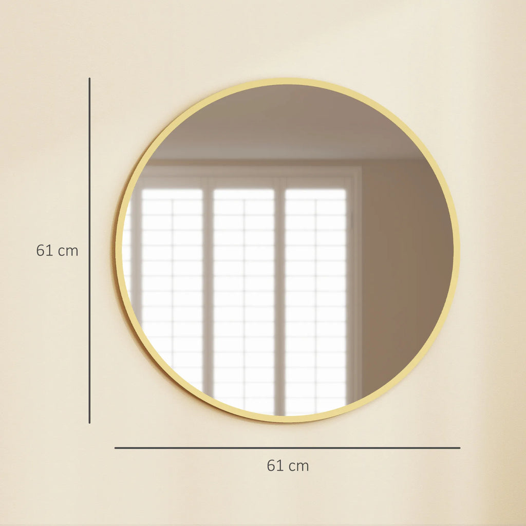 Matmenų schema rodo 61 cm skersmenį abiem kryptimis