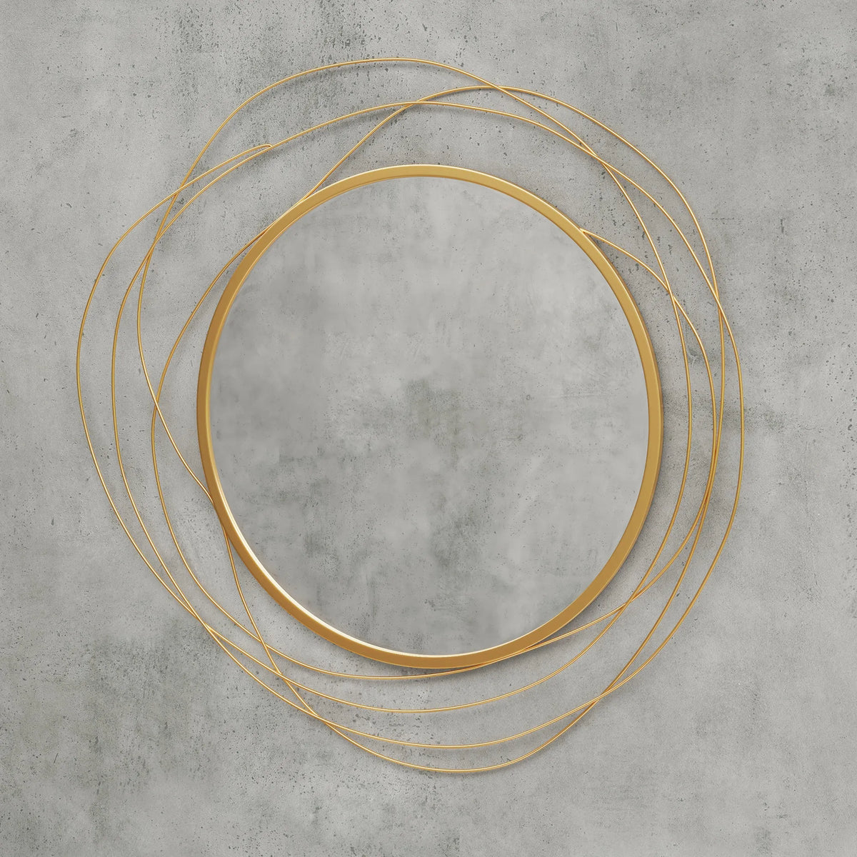 Sieninis veidrodis, apvalus su metaliniu rėmu, ø65 cm, auksinis