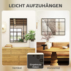 Sieninis veidrodis, dekoratyvinis su metaliniu rėmu, 50 × 70 cm, juodas