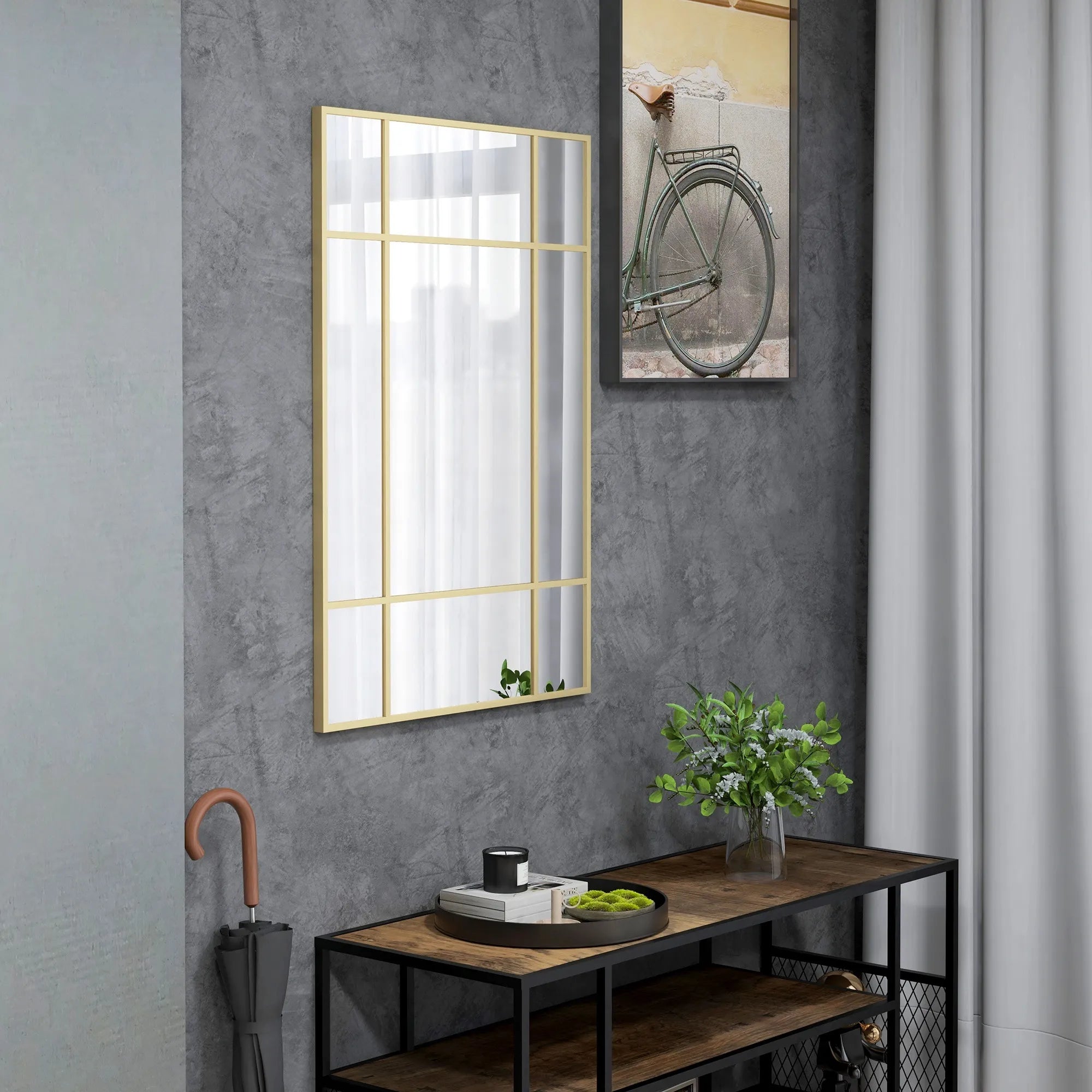 Sieninis veidrodis rėminis 90x60 cm auksinis