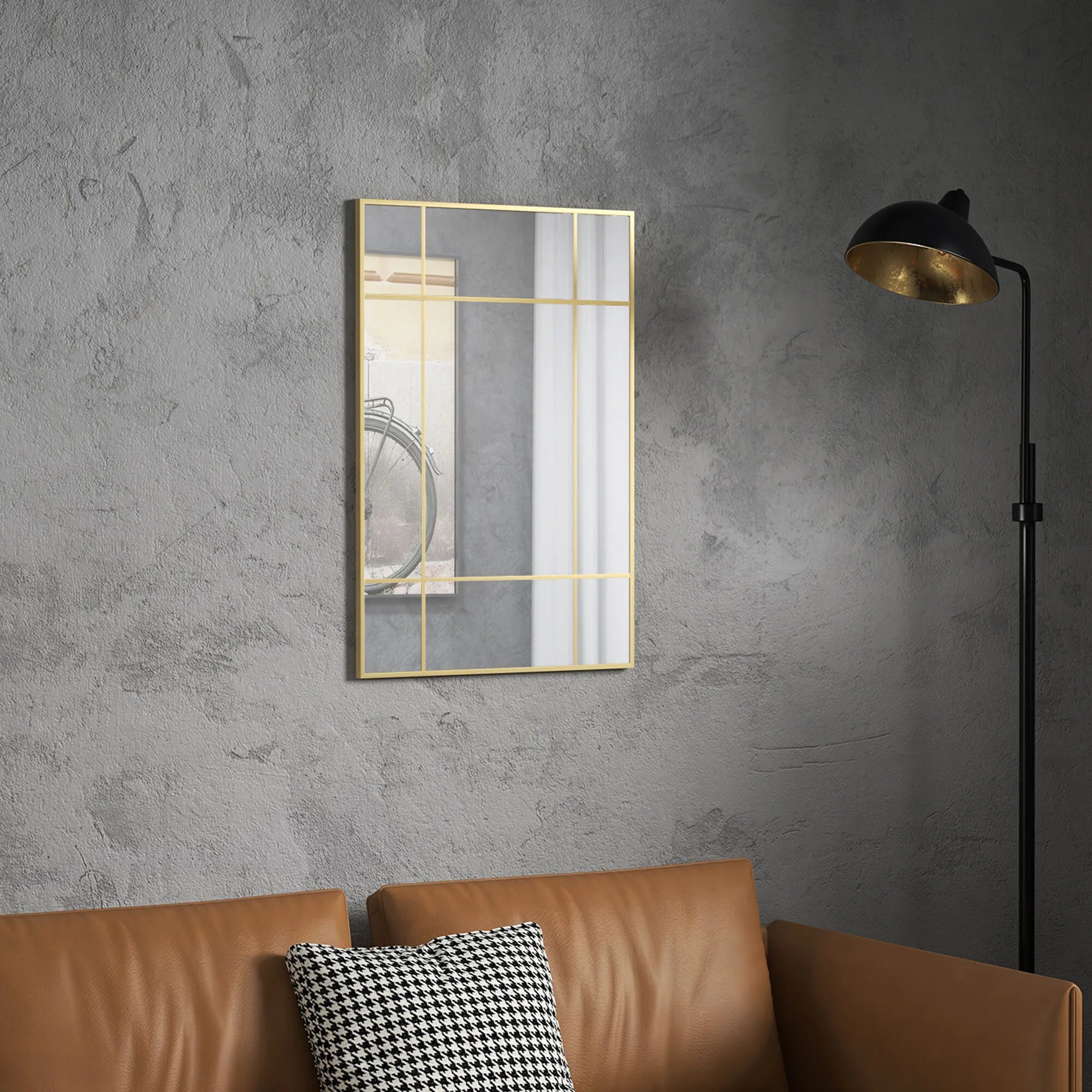 Sieninis veidrodis rėminis 90x60 cm auksinis