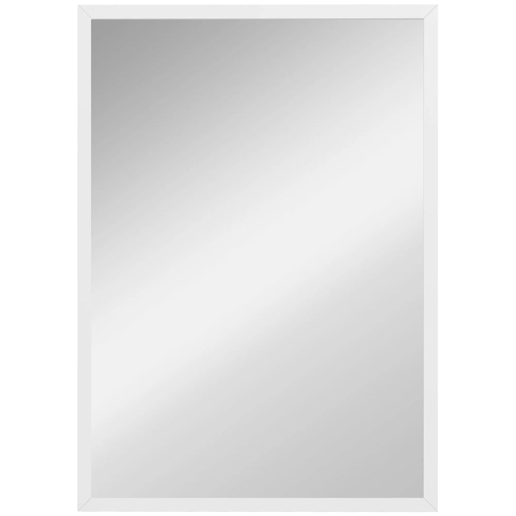 Sieninis veidrodis, stačiakampis voniai ir koridoriui, kabinamas veidrodis su rėmu, mdf, 50x70 cm, balta