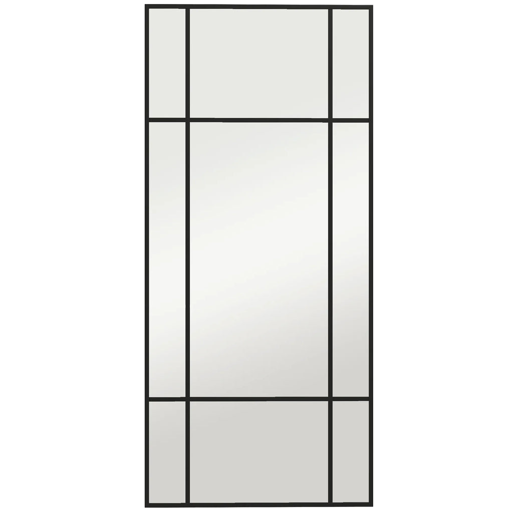Sieninis veidrodis su metaliniu rėmu, 50 x 110 cm, juodas
