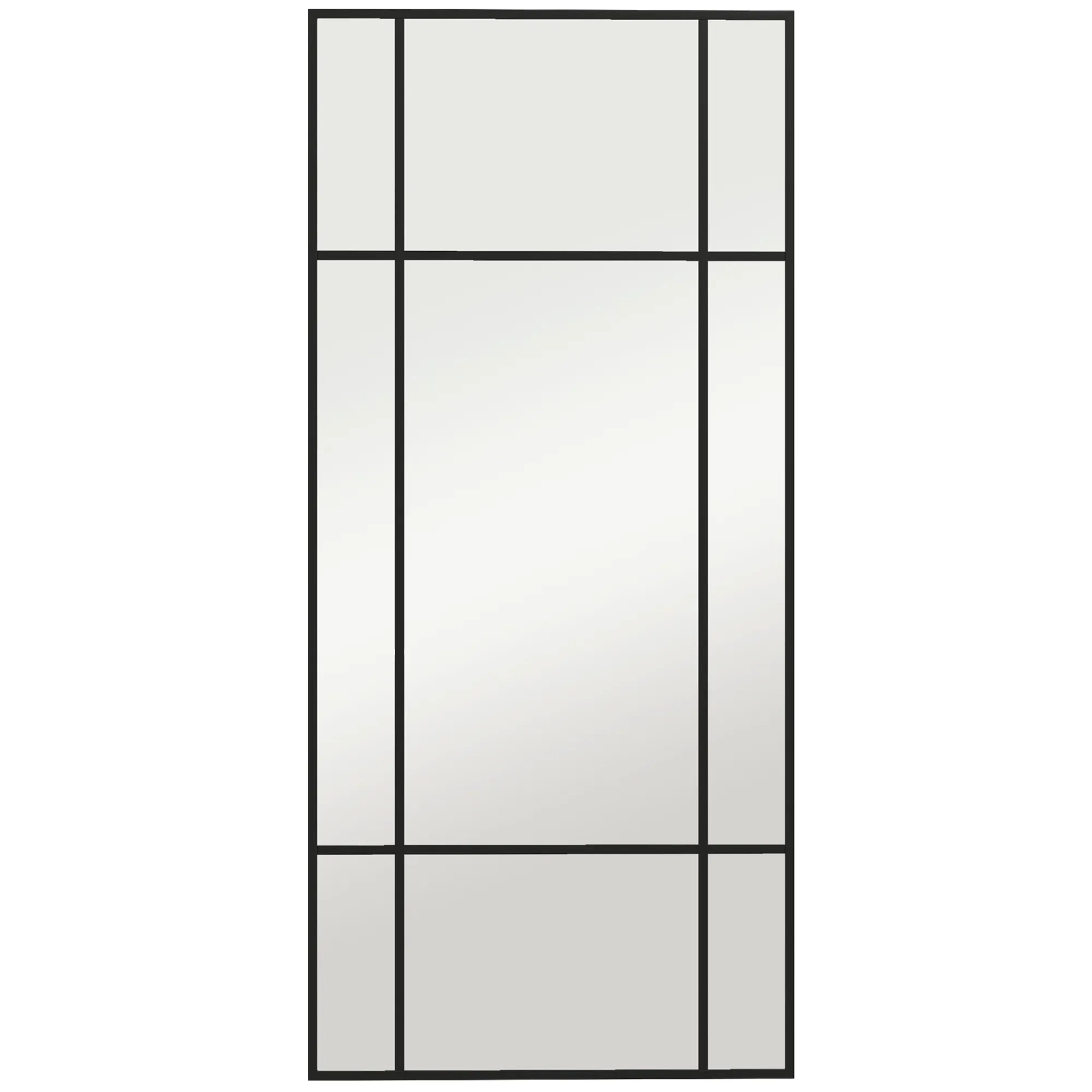 Sieninis veidrodis su metaliniu rėmu, 50 x 110 cm, juodas