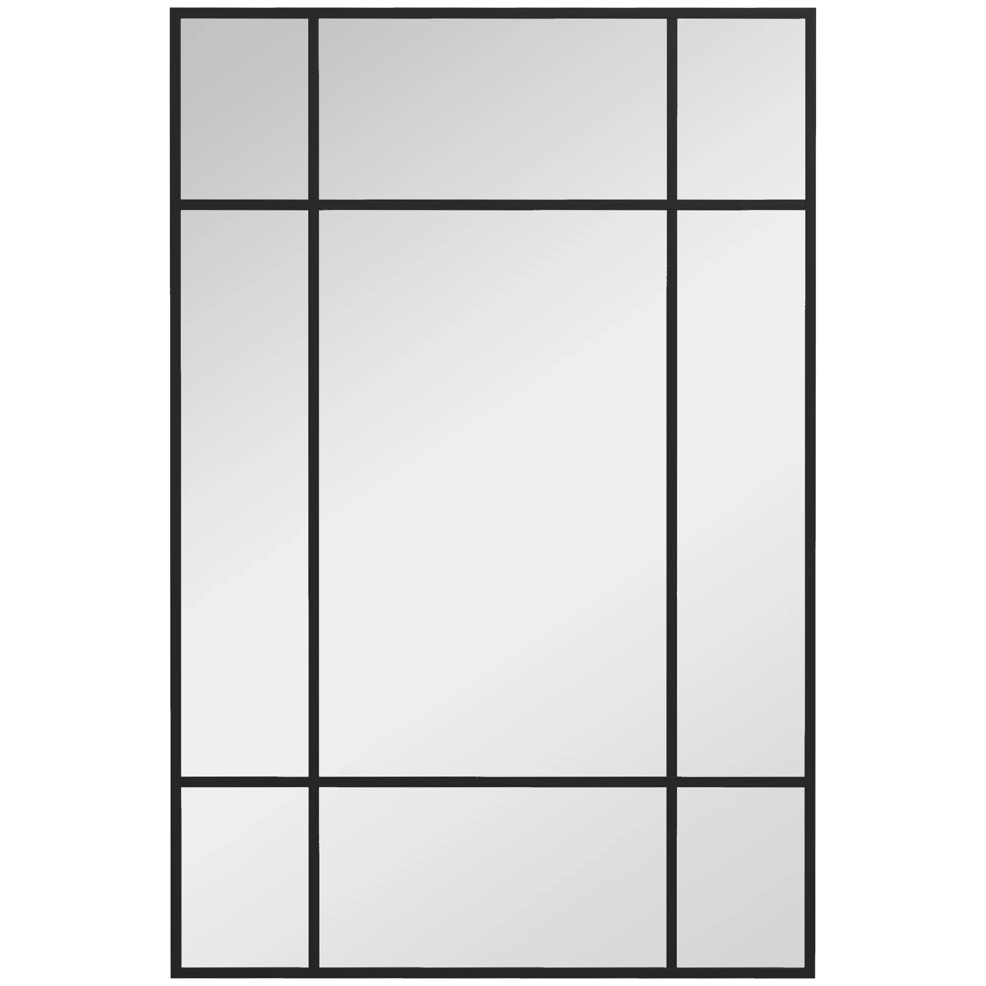 Sieninis veidrodis su metaliniu rėmu, 90 x 2 x 60 cm, juodas