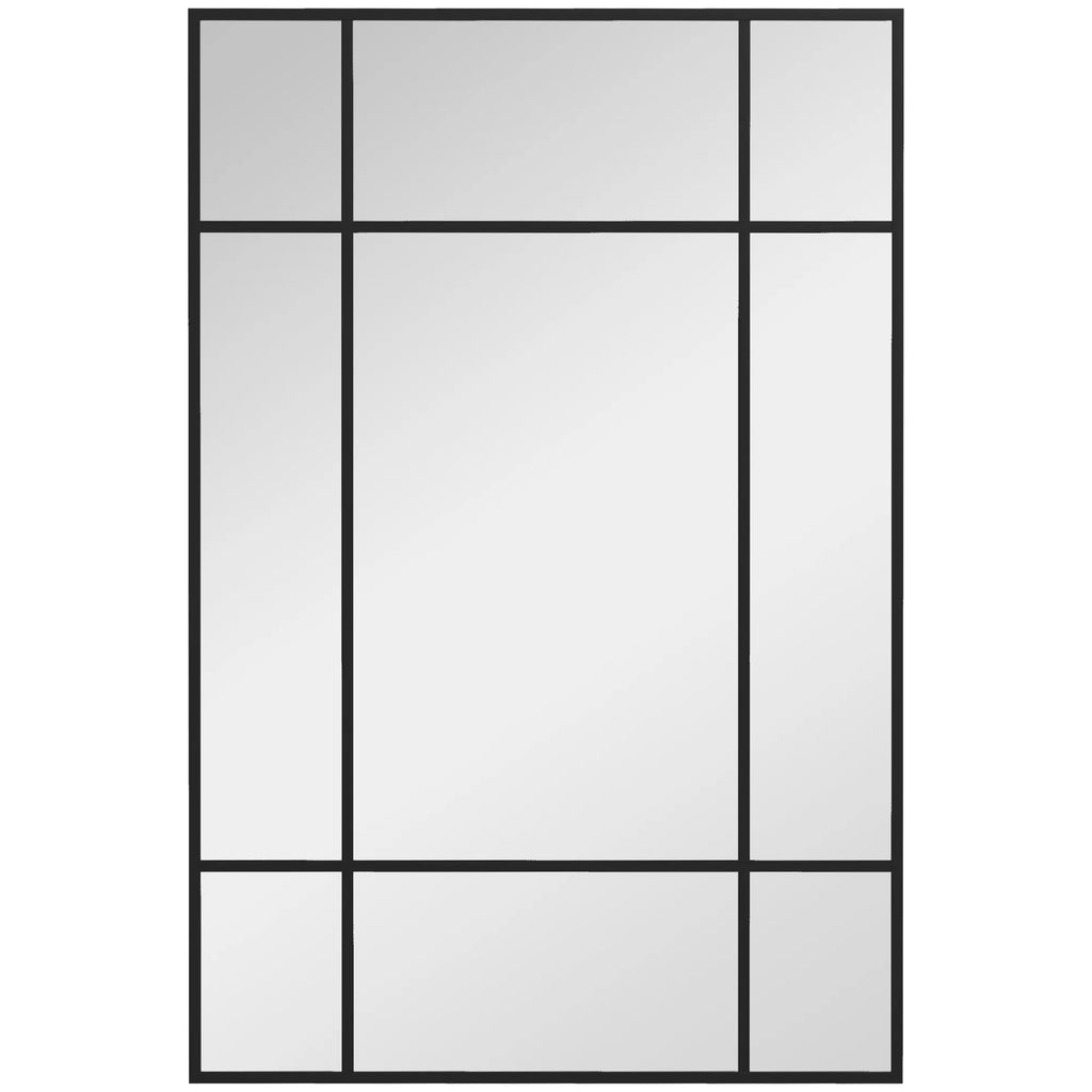 Sieninis veidrodis su metaliniu rėmu, 90 x 2 x 60 cm, juodas