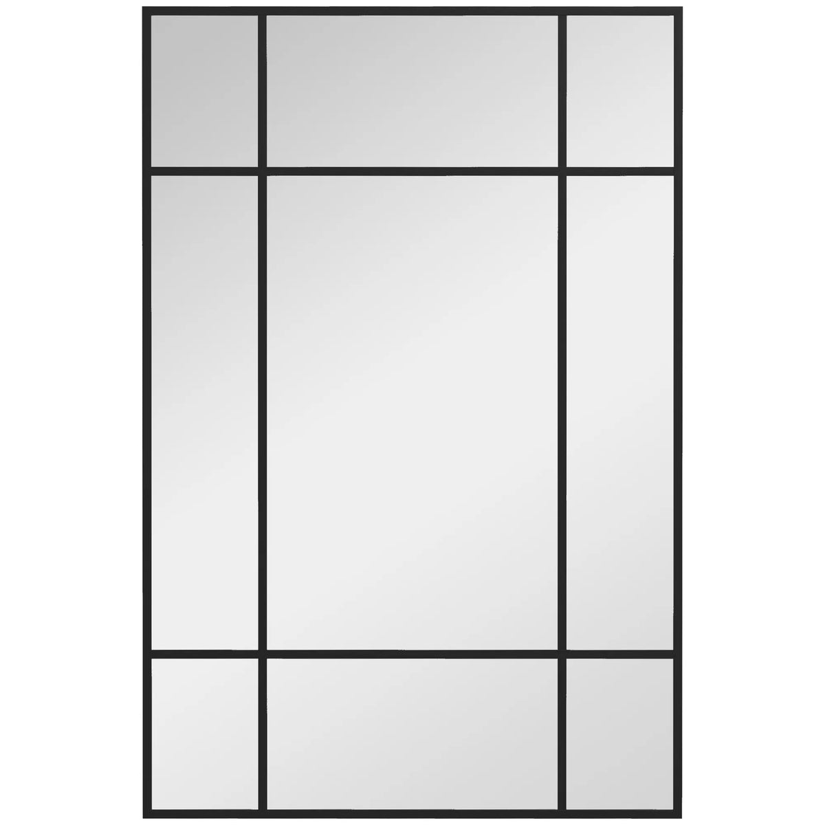 Sieninis veidrodis su metaliniu rėmu, 90 x 2 x 60 cm, juodas