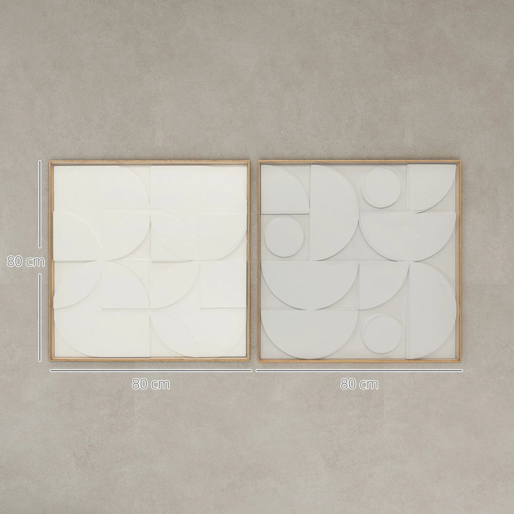 Sienos dekoracija 3D geometrinė, 80x80 cm, 2 vnt., balta